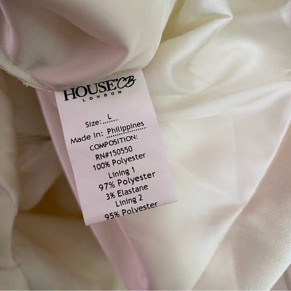 HOUSE OF CB 'Emanuela' Ivory white Draped Ruched Mini Dress NWOT size L - Picture 9 of 11